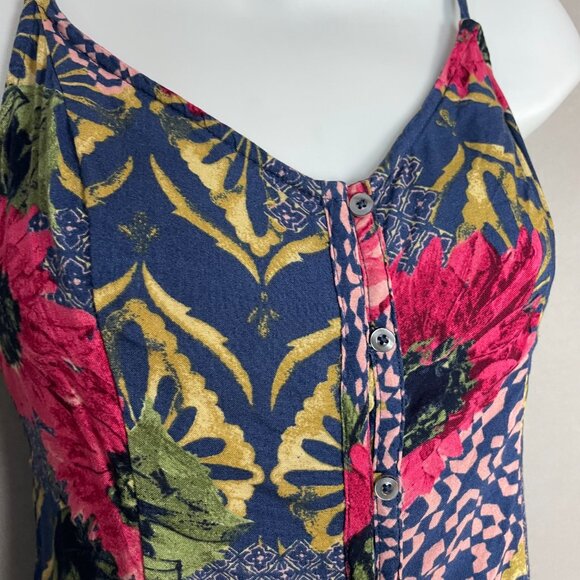 Abercrombie & Fitch Dress Mini Lace-Up Back Floral Graphic Pattern Button-Up XS - Picture 10 of 10